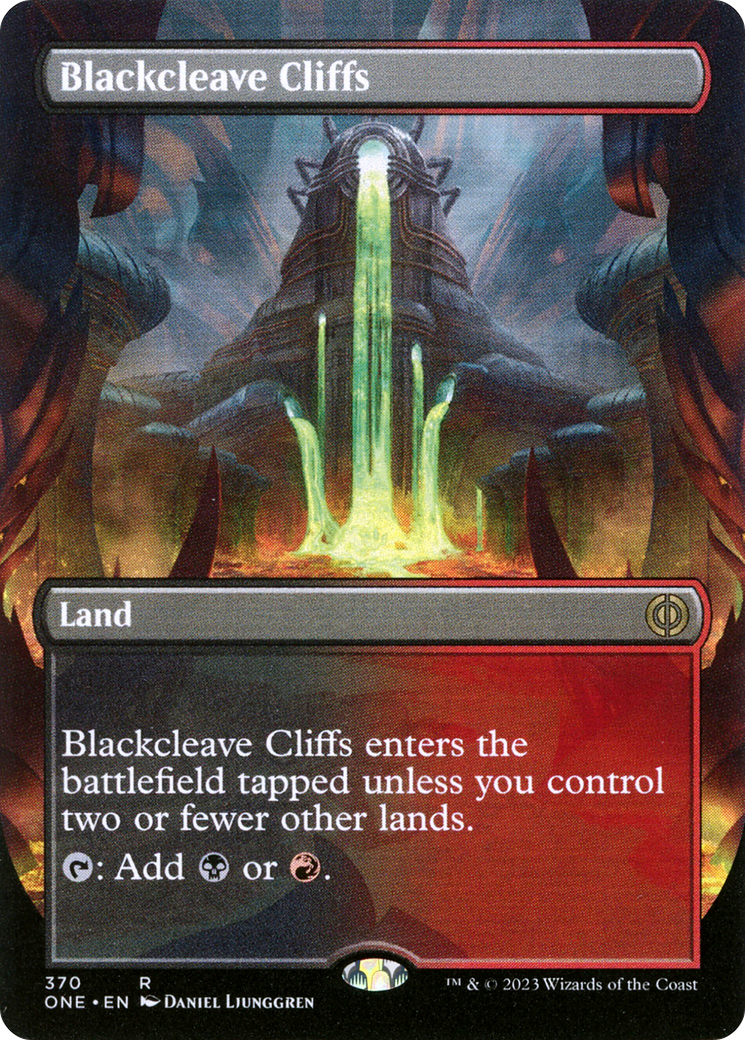 Blackcleave Cliffs (Borderless Alternate Art) [Phyrexia: All Will Be One] | North Game Den