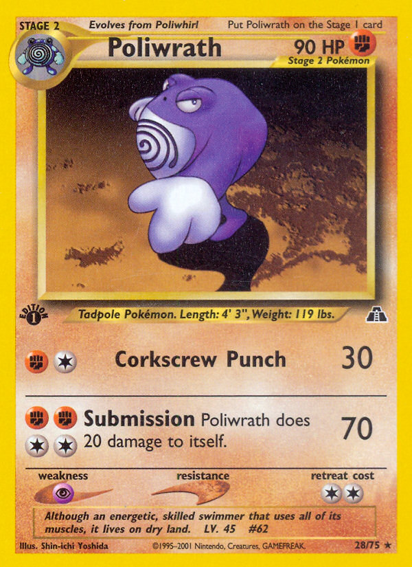 Poliwrath (28/75) [Neo Discovery 1st Edition] | North Game Den