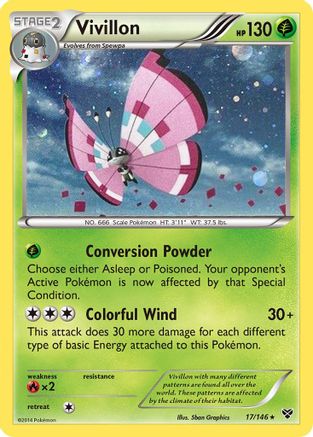 Vivillon (17/146) (Meadow Form/Pink Wings) (Cosmos Holo) [XY: Base Set] | North Game Den