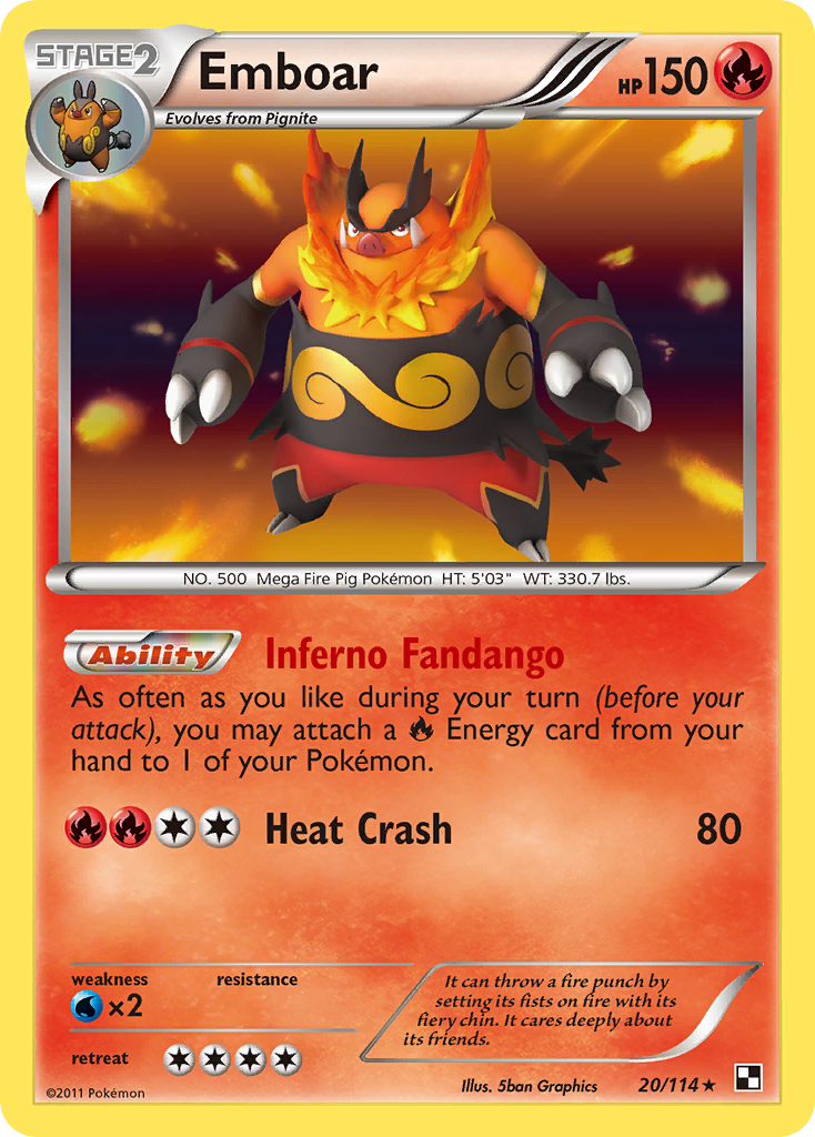 Emboar (20/114) [Black & White: Base Set] | North Game Den