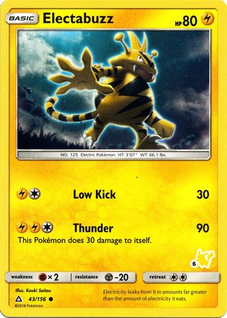 Electabuzz (43/156) (Pikachu Stamp #6) [Battle Academy 2020] | North Game Den