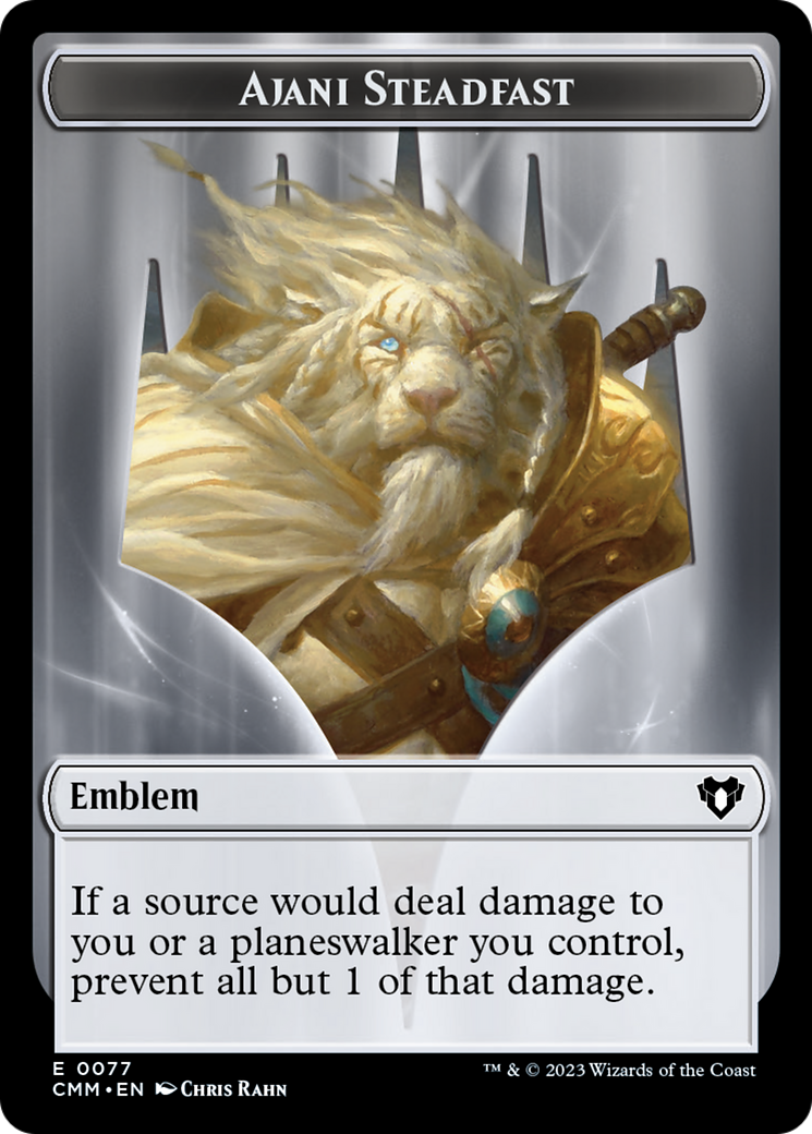 Ajani Steadfast Emblem // Wizard Double-Sided Token [Commander Masters Tokens] | North Game Den