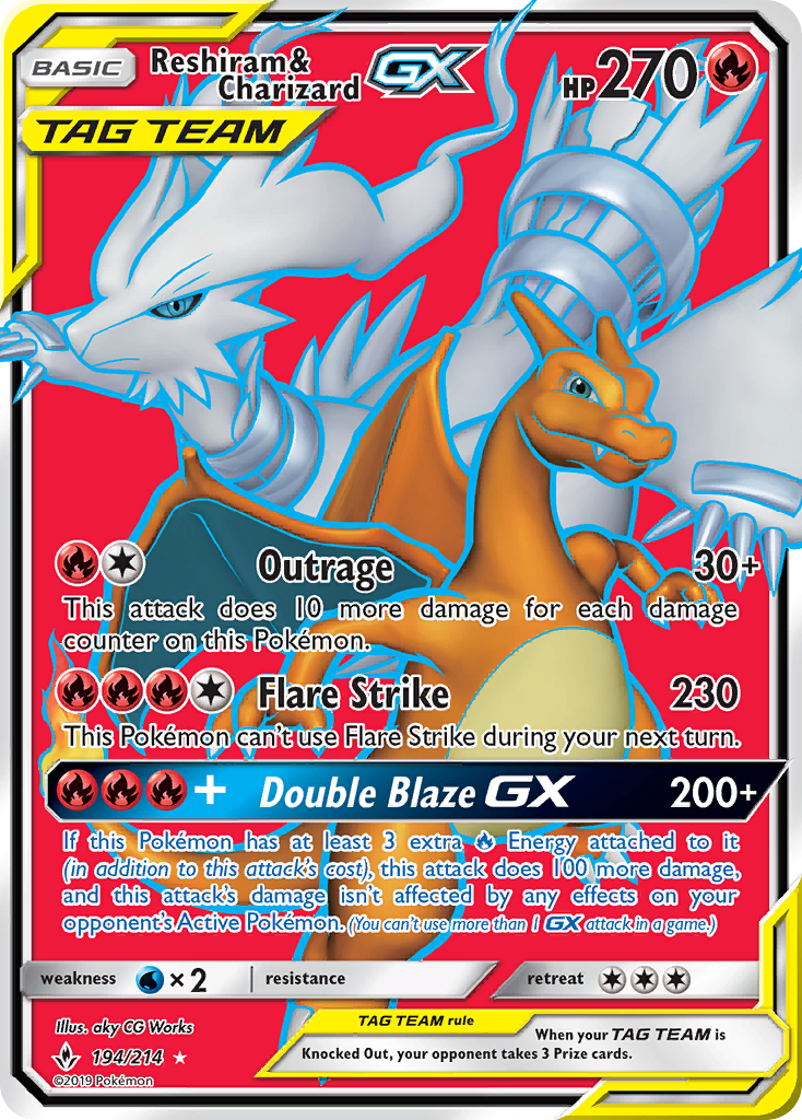 Reshiram & Charizard GX (194/214) [Sun & Moon: Unbroken Bonds] | North Game Den