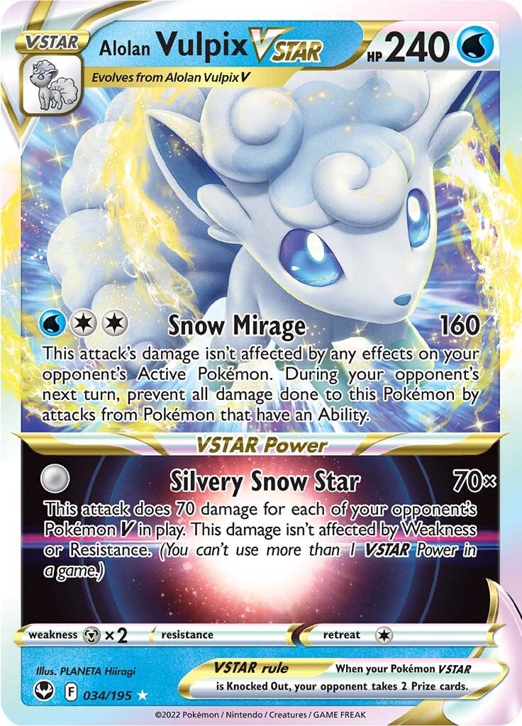 Alolan Vulpix VSTAR (034/195) [Sword & Shield: Silver Tempest] | North Game Den