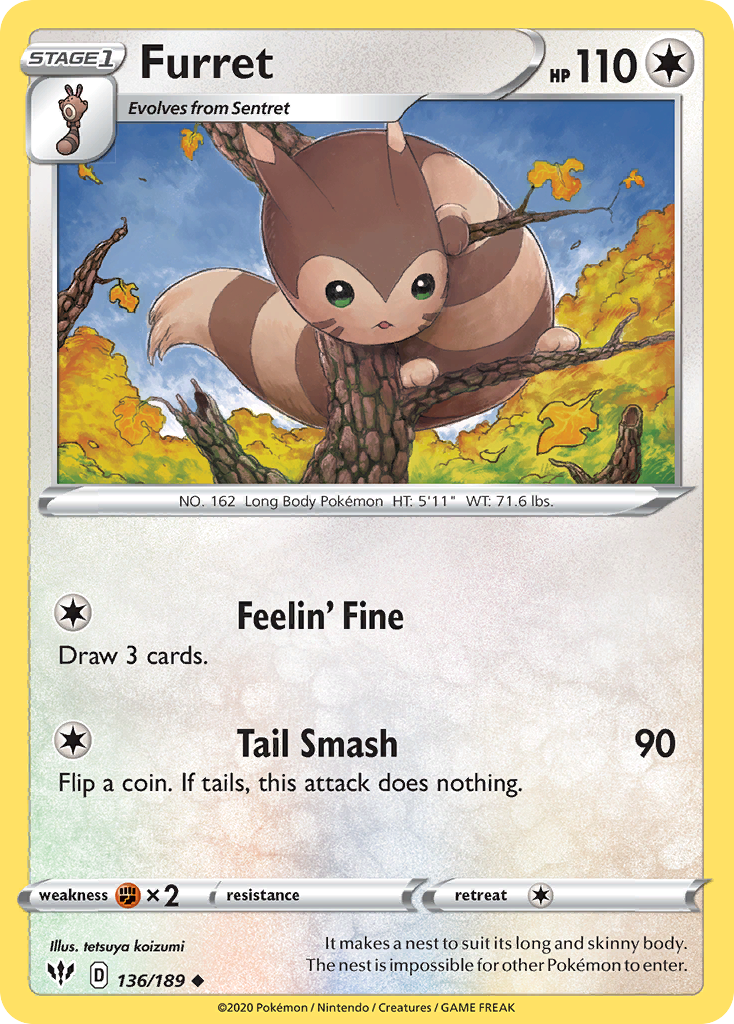 Furret (136/189) [Sword & Shield: Darkness Ablaze] | North Game Den