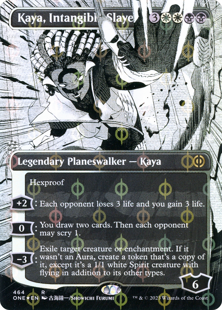 Kaya, Intangible Slayer (Borderless Manga Step-and-Compleat Foil) [Phyrexia: All Will Be One] | North Game Den