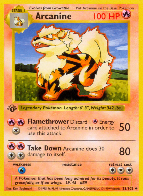 Arcanine (23/102) (Shadowless) [Base Set 1st Edition] | North Game Den