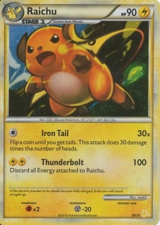 Raichu (30/30) [HeartGold & SoulSilver: Trainer Kit - Raichu] | North Game Den