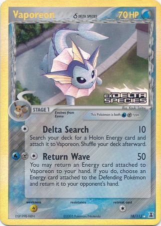 Vaporeon (18/113) (Delta Species) (Stamped) [EX: Delta Species] | North Game Den