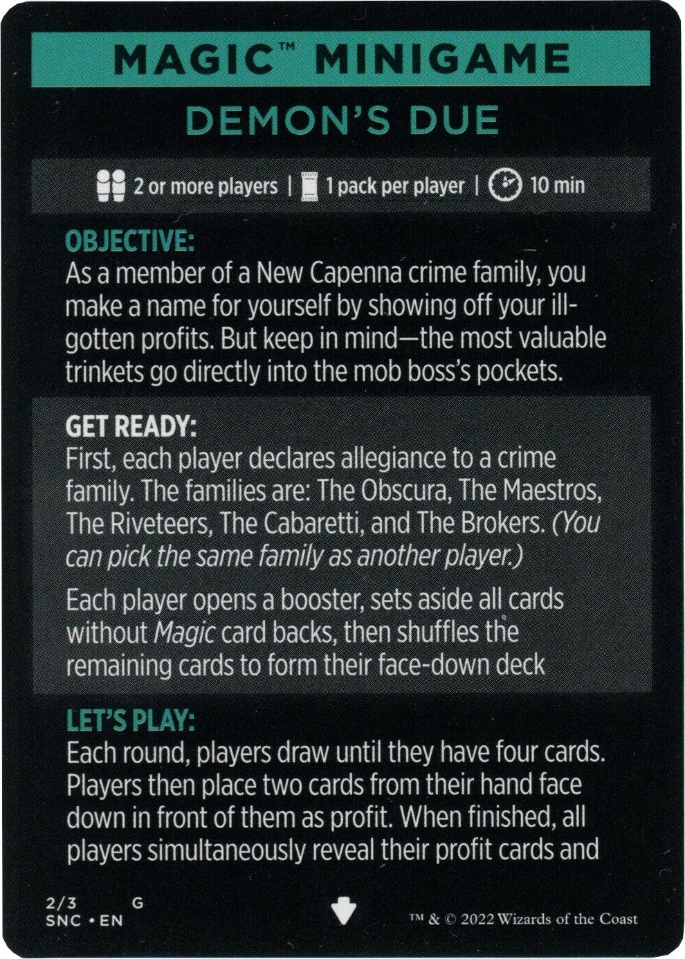 Demon's Due (Magic Minigame) [Streets of New Capenna Minigame] | North Game Den