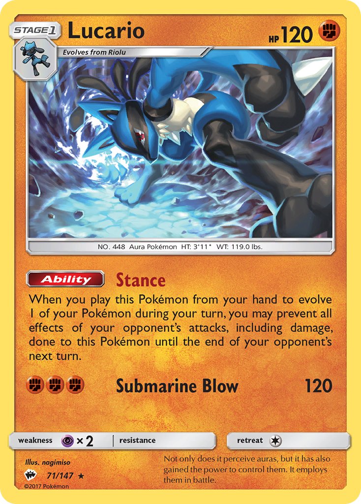 Lucario (71/147) (Theme Deck Exclusive) [Sun & Moon: Burning Shadows] | North Game Den