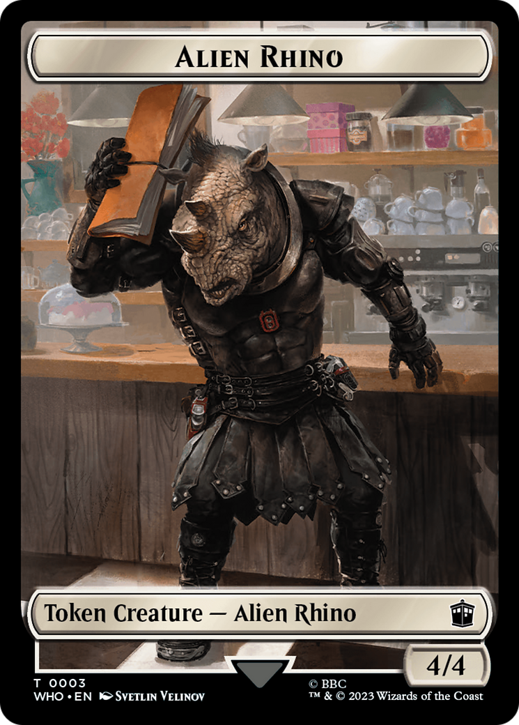 Alien Rhino // Alien Warrior Double-Sided Token [Doctor Who Tokens] | North Game Den