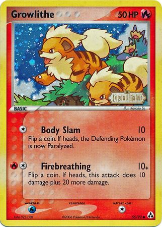 Growlithe (55/92) (Stamped) [EX: Legend Maker] | North Game Den