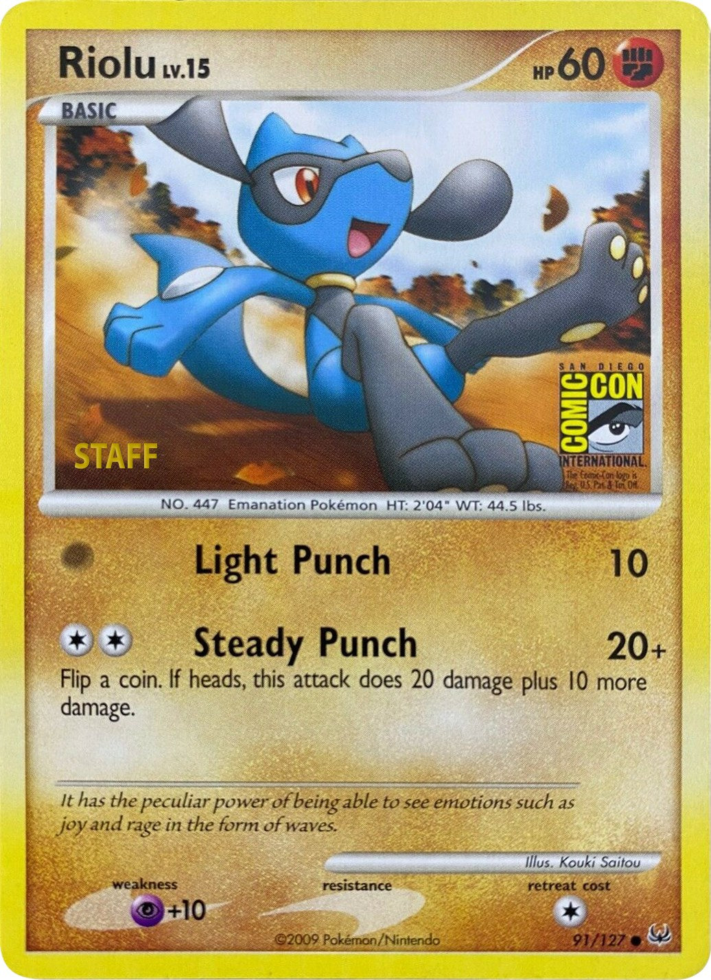 Riolu (91/127) (SDCC 2009) (Staff) [Platinum: Base Set] | North Game Den