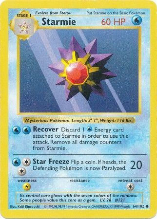 Starmie (64/102) [Base Set Shadowless Unlimited] | North Game Den