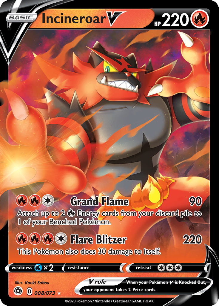 Incineroar V (008/073) [Sword & Shield: Champion's Path] | North Game Den