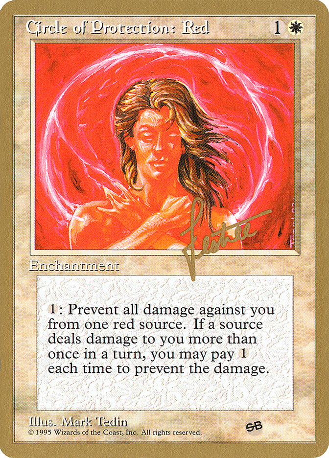 Circle of Protection: Red (Bertrand Lestree) (SB) (4ED) [Pro Tour Collector Set] | North Game Den