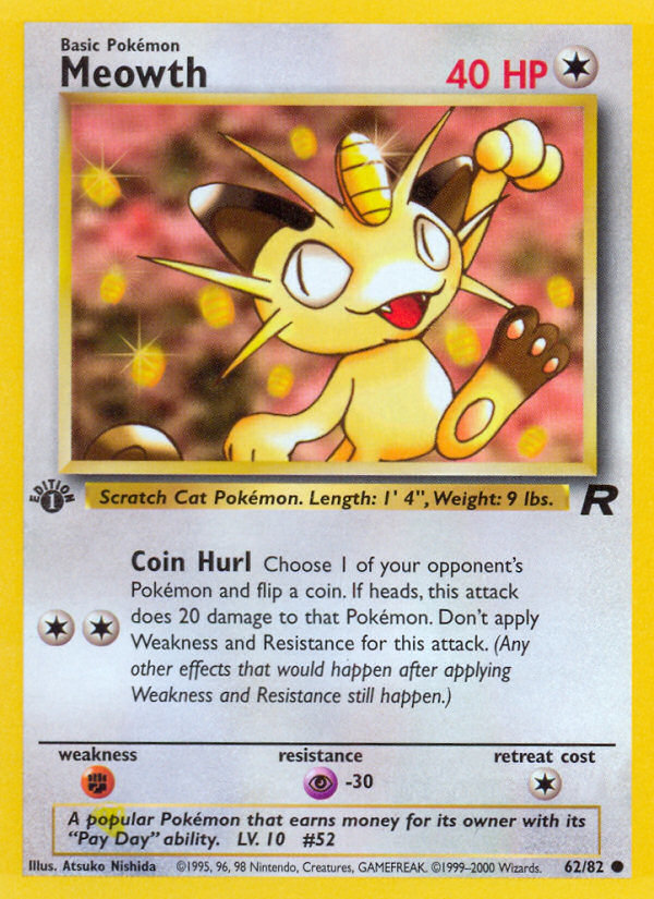 Meowth (62/82) [Team Rocket 1st Edition] | North Game Den