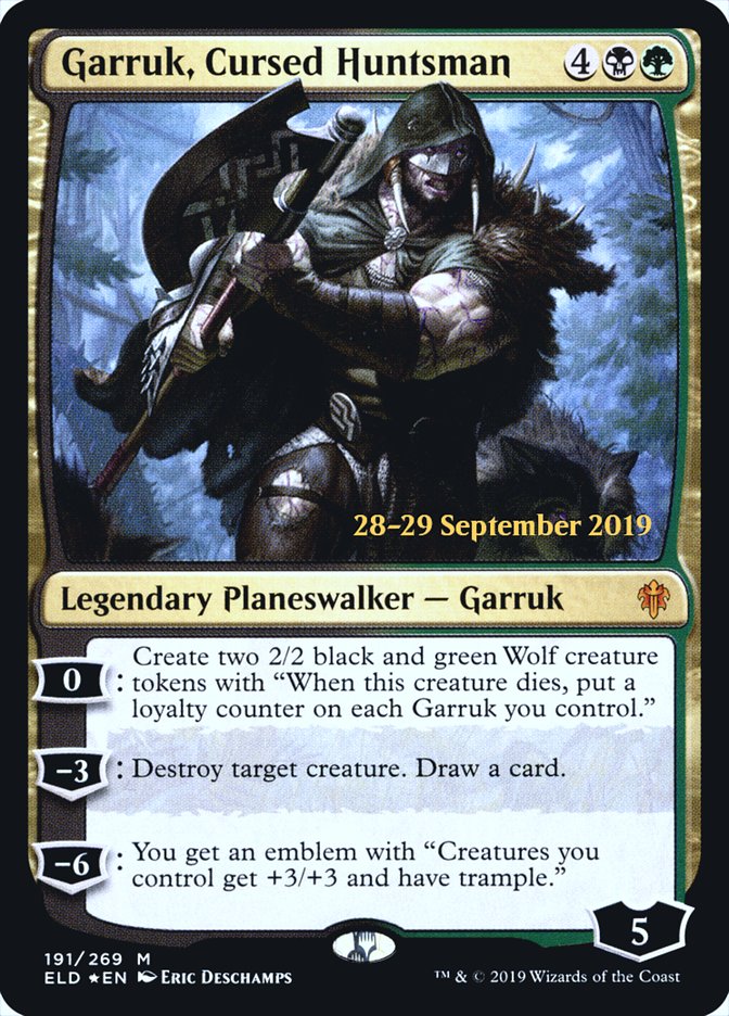 Garruk, Cursed Huntsman  [Throne of Eldraine Prerelease Promos] | North Game Den