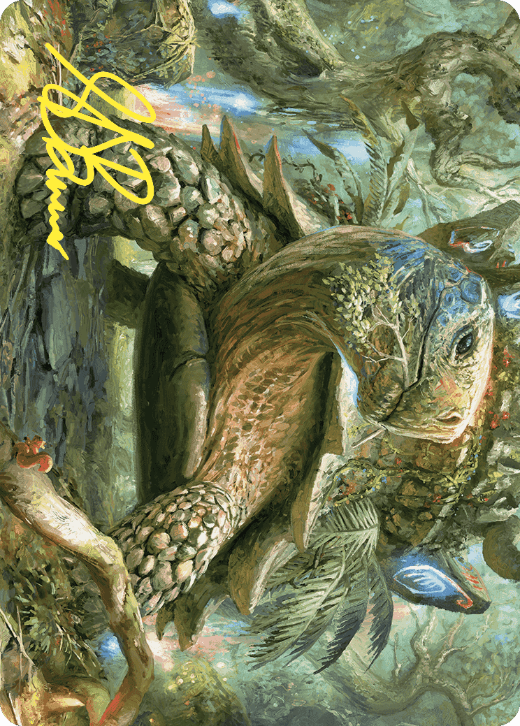 Blossoming Tortoise Art Card (Gold-Stamped Signature) [Wilds of Eldraine Art Series] | North Game Den