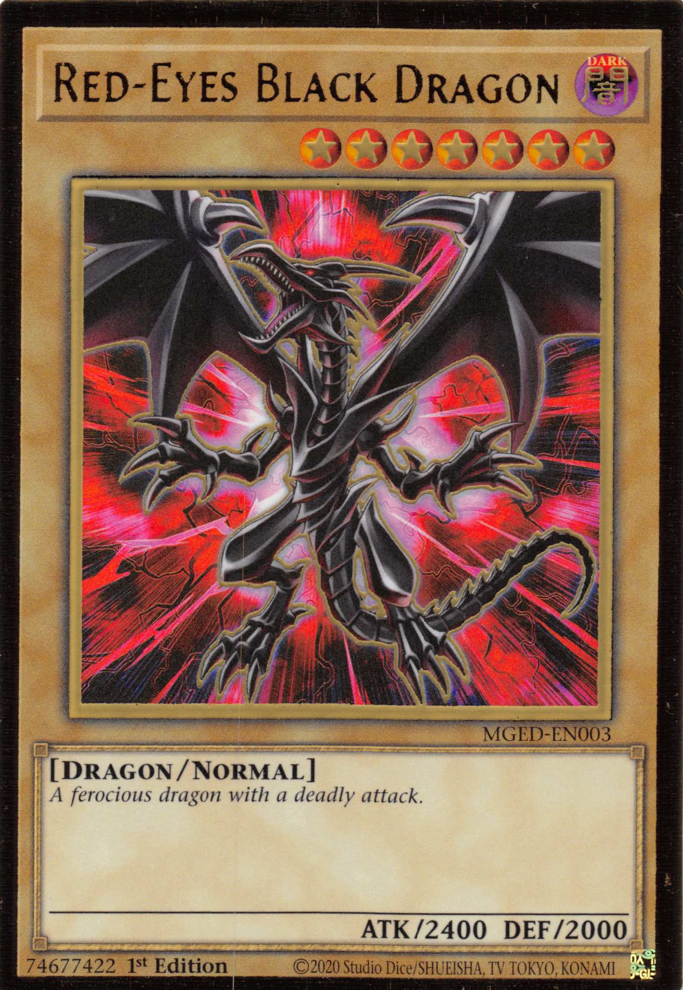 Red-Eyes Black Dragon (Alternate Art) [MGED-EN003] Gold Rare | North Game Den