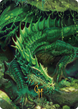 Lurking Green Dragon Art Card (Gold-Stamped Signature) [Commander Legends: Battle for Baldur's Gate Art Series] | North Game Den