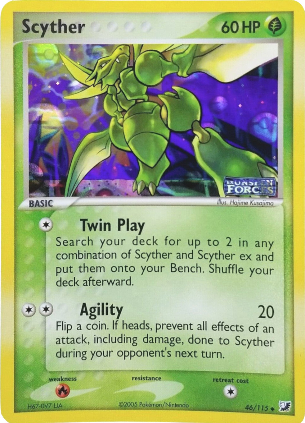 Scyther (46/115) (Stamped) [EX: Unseen Forces] | North Game Den