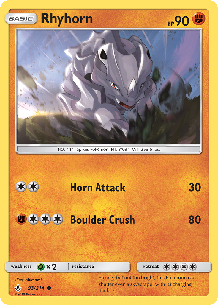 Rhyhorn (93/214) [Sun & Moon: Unbroken Bonds] | North Game Den