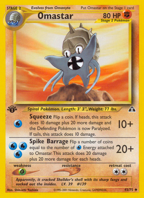 Omastar (43/75) [Neo Discovery 1st Edition] | North Game Den