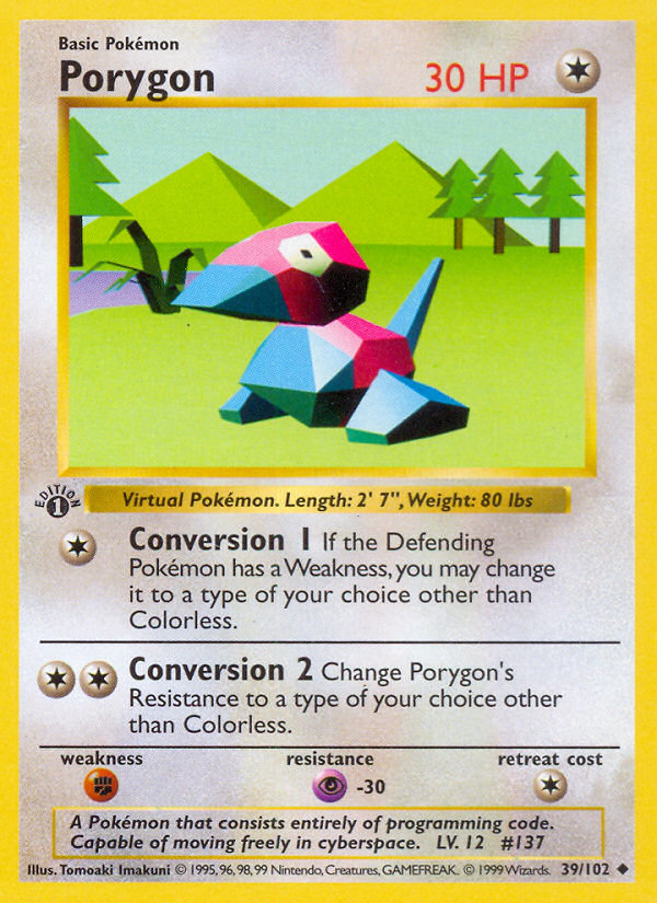 Porygon (39/102) (Shadowless) [Base Set 1st Edition] | North Game Den