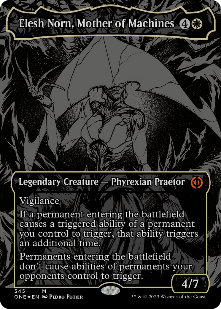 Elesh Norn, Mother of Machines (Oil Slick Raised Foil) [Phyrexia: All Will Be One] | North Game Den