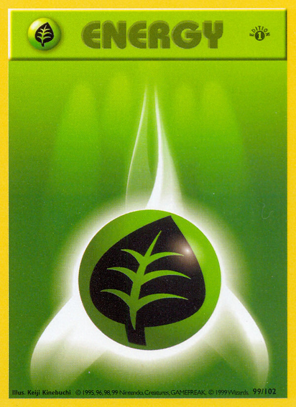 Grass Energy (99/102) (Shadowless) [Base Set 1st Edition] | North Game Den