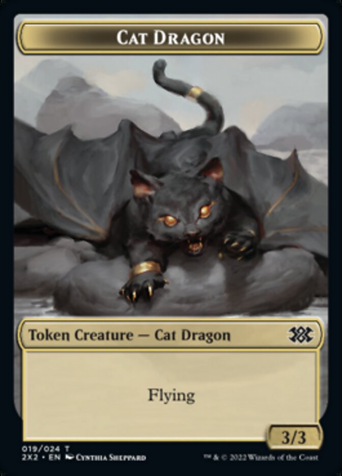 Cat Dragon // Treasure Double-sided Token [Double Masters 2022 Tokens] | North Game Den