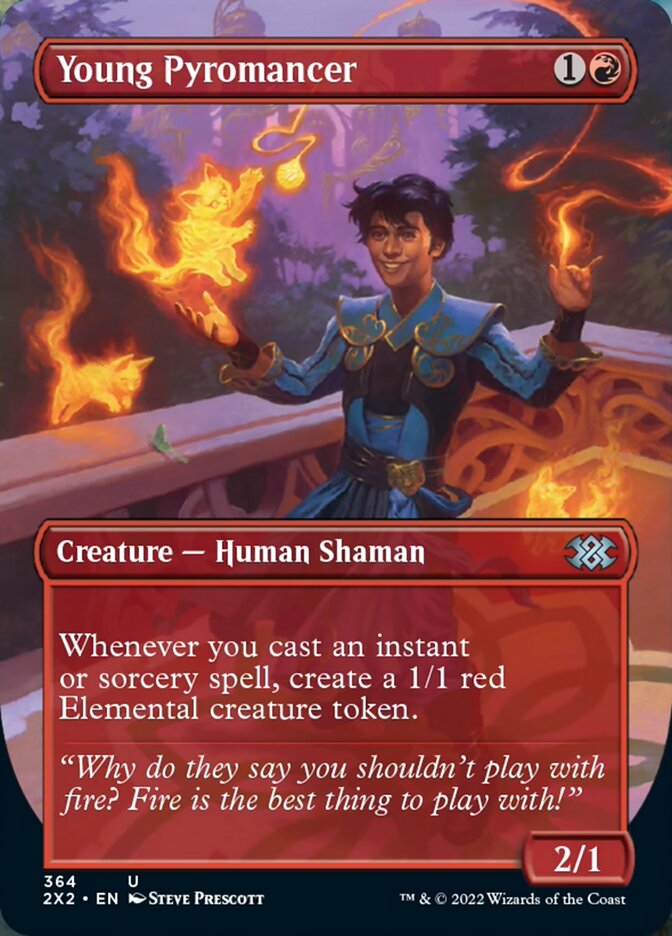 Young Pyromancer (Borderless Alternate Art) [Double Masters 2022] | North Game Den