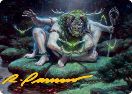 Myojin of Towering Might Art Card (Gold-Stamped Signature) [Kamigawa: Neon Dynasty Art Series] | North Game Den