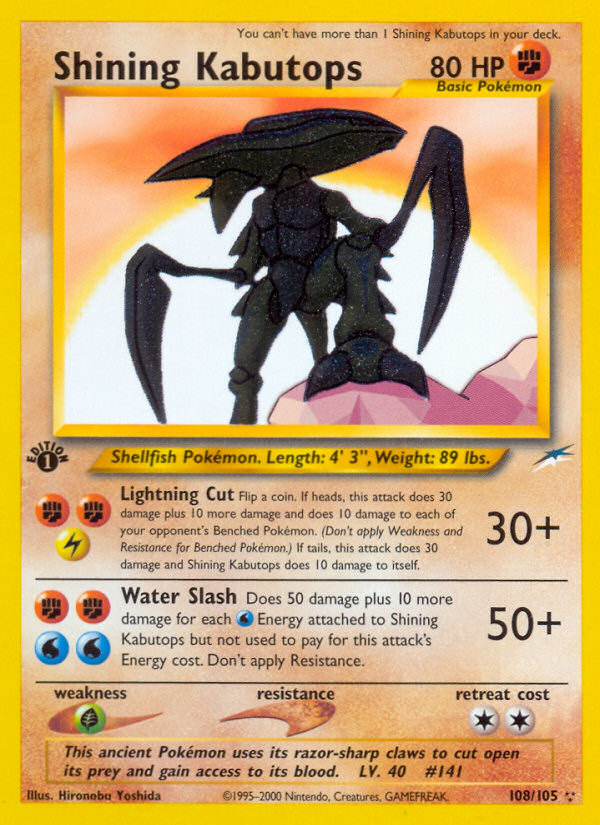 Shining Kabutops (108/105) [Neo Destiny 1st Edition] | North Game Den