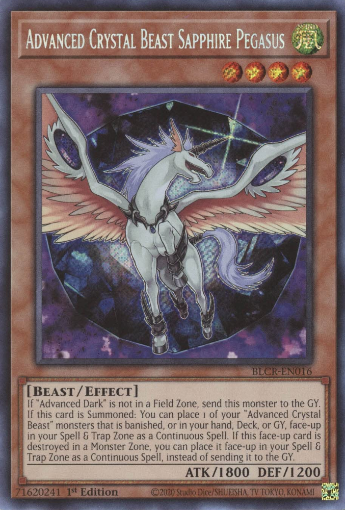 Advanced Crystal Beast Sapphire Pegasus [BLCR-EN016] Secret Rare | North Game Den