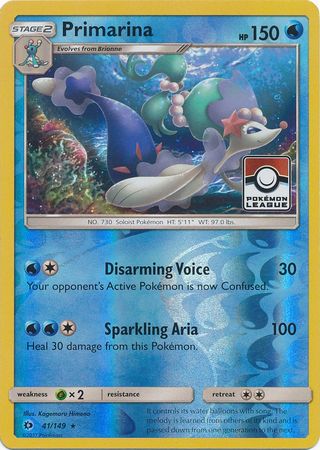 Primarina (41/149) (League Promo) [Sun & Moon: Base Set] | North Game Den