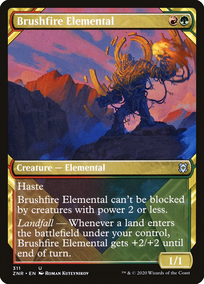 Brushfire Elemental (Showcase) [Zendikar Rising] | North Game Den