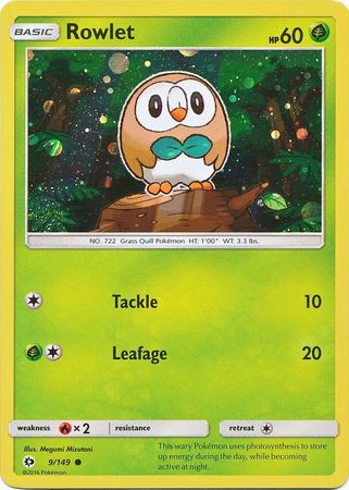Rowlet (9/149) (Cosmos Holo) [Sun & Moon: Base Set] | North Game Den