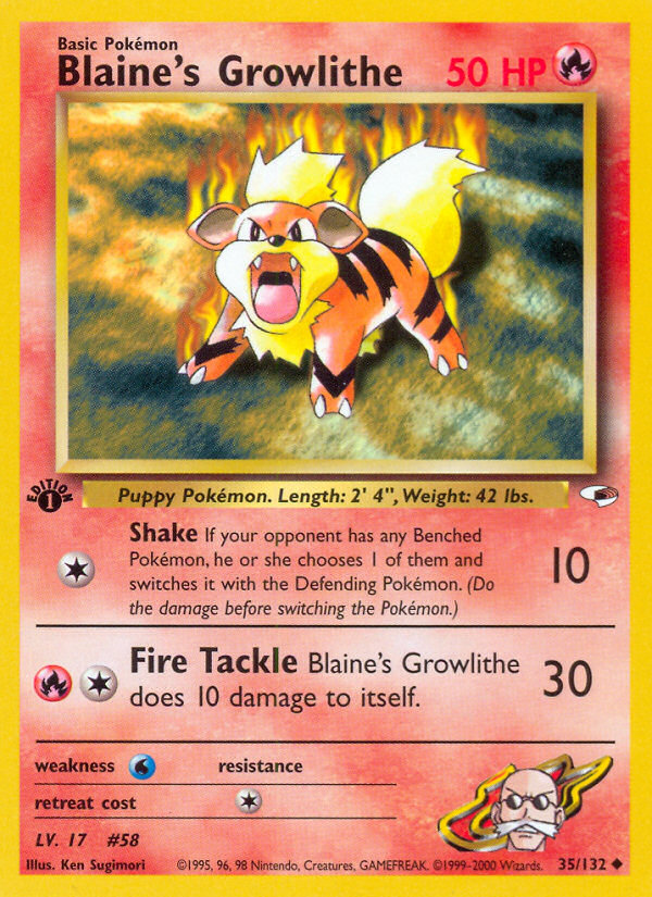 Blaine's Growlithe (35/132) [Gym Heroes 1st Edition] | North Game Den