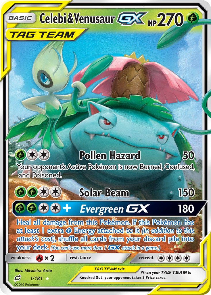 Celebi & Venusaur GX (1/181) [Sun & Moon: Team Up] | North Game Den