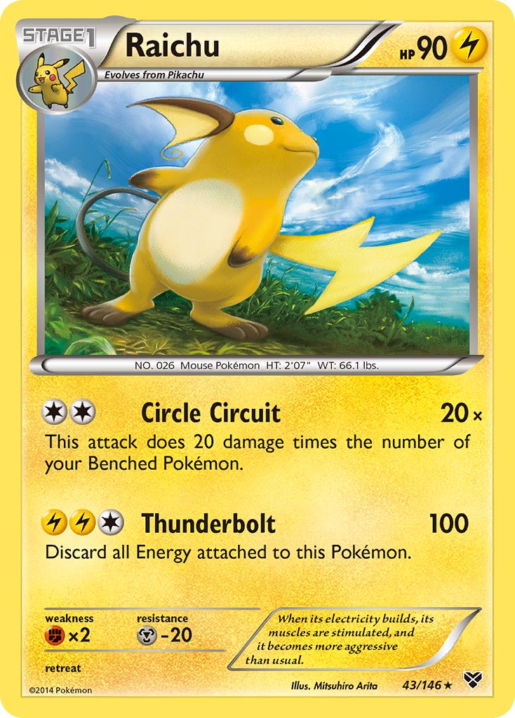 Raichu (43/146) (Battle Arena Deck Exclusive) (Theme Deck Exclusive) [XY: Base Set] | North Game Den