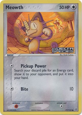 Meowth (77/113) (Stamped) [EX: Delta Species] | North Game Den