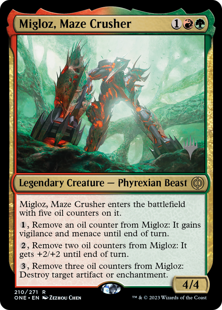 Migloz, Maze Crusher (Promo Pack) [Phyrexia: All Will Be One Promos] | North Game Den