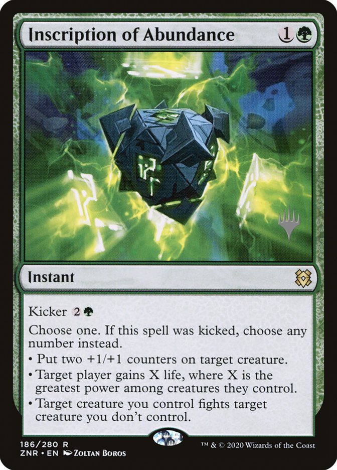 Inscription of Abundance (Promo Pack) [Zendikar Rising Promos] | North Game Den