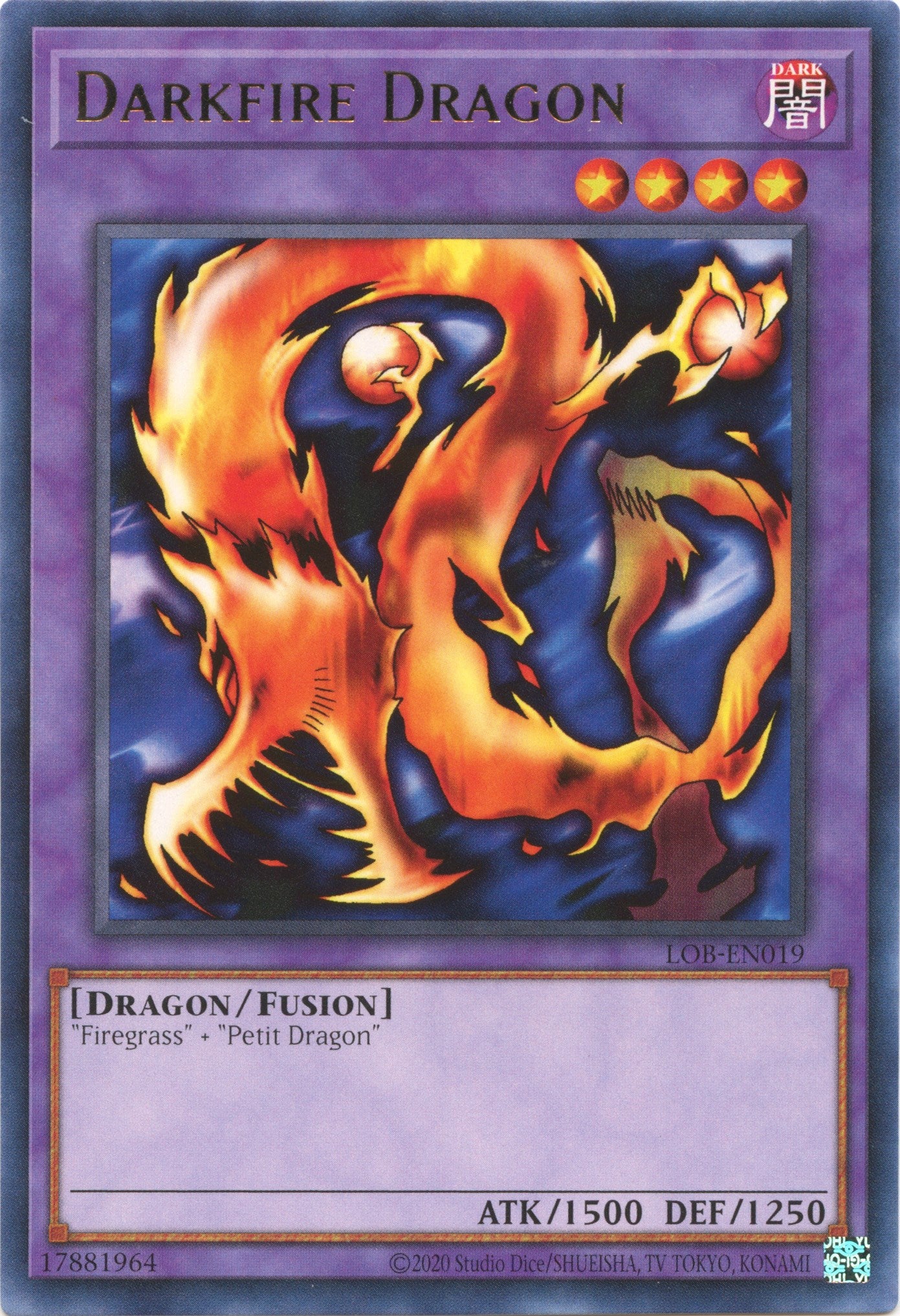 Darkfire Dragon (25th Anniversary) [LOB-EN019] Rare | North Game Den