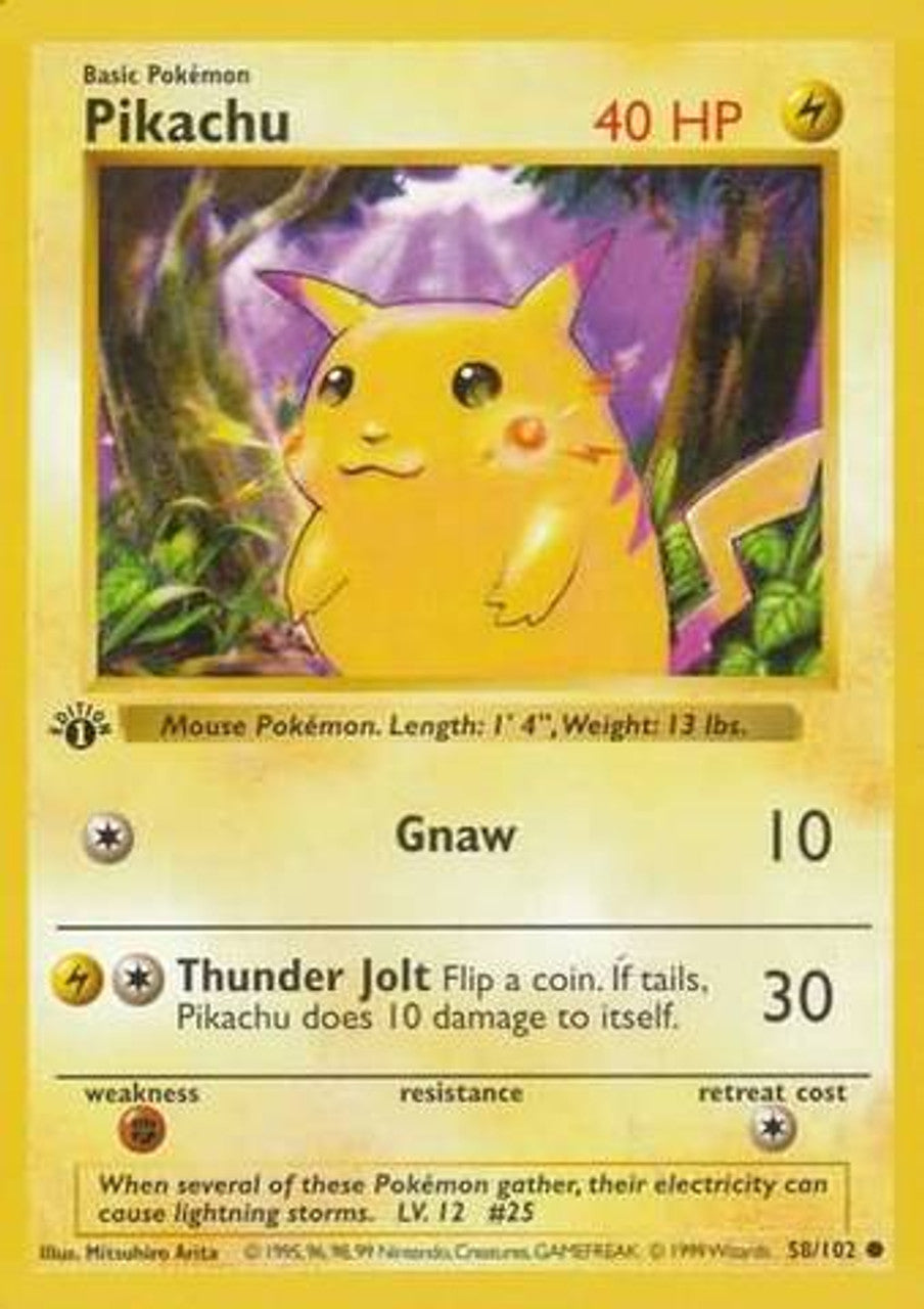 Pikachu (58/102) (Red Cheeks Misprint) [Base Set 1st Edition] | North Game Den