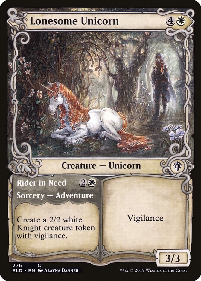 Lonesome Unicorn // Rider in Need (Showcase) [Throne of Eldraine] | North Game Den