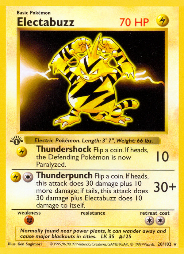 Electabuzz (20/102) (Shadowless) [Base Set 1st Edition] | North Game Den